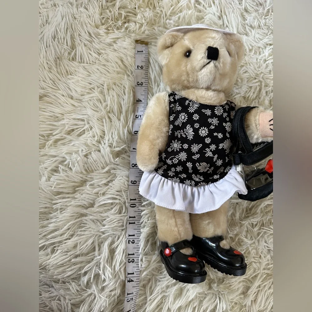 Pacifica Cream Teddy Bear‎ with Black Floral Dress
